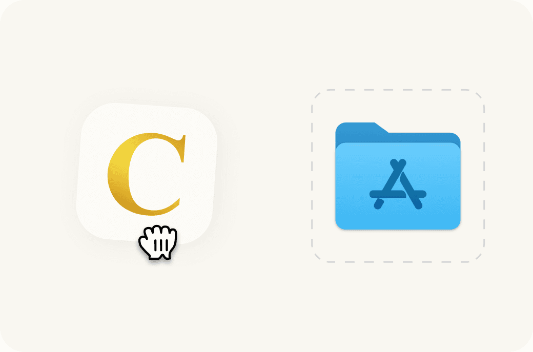 Dragging the Cordia icon into the Applications folder